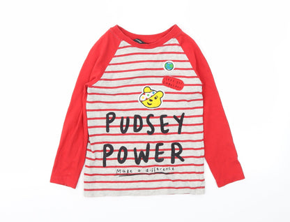 George Girls Red Striped  Basic T-Shirt Size 4-5 Years