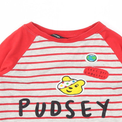 George Girls Red Striped  Basic T-Shirt Size 4-5 Years