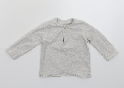 Additional front view of George Baby Grey Striped Basic T-Shirt, size 3-6, Months
