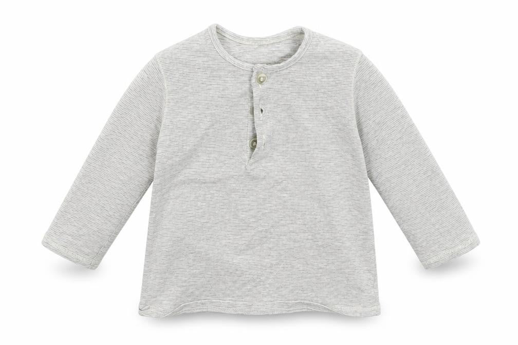 Front view of George Baby Grey Striped Basic T-Shirt, size 3-6, Months