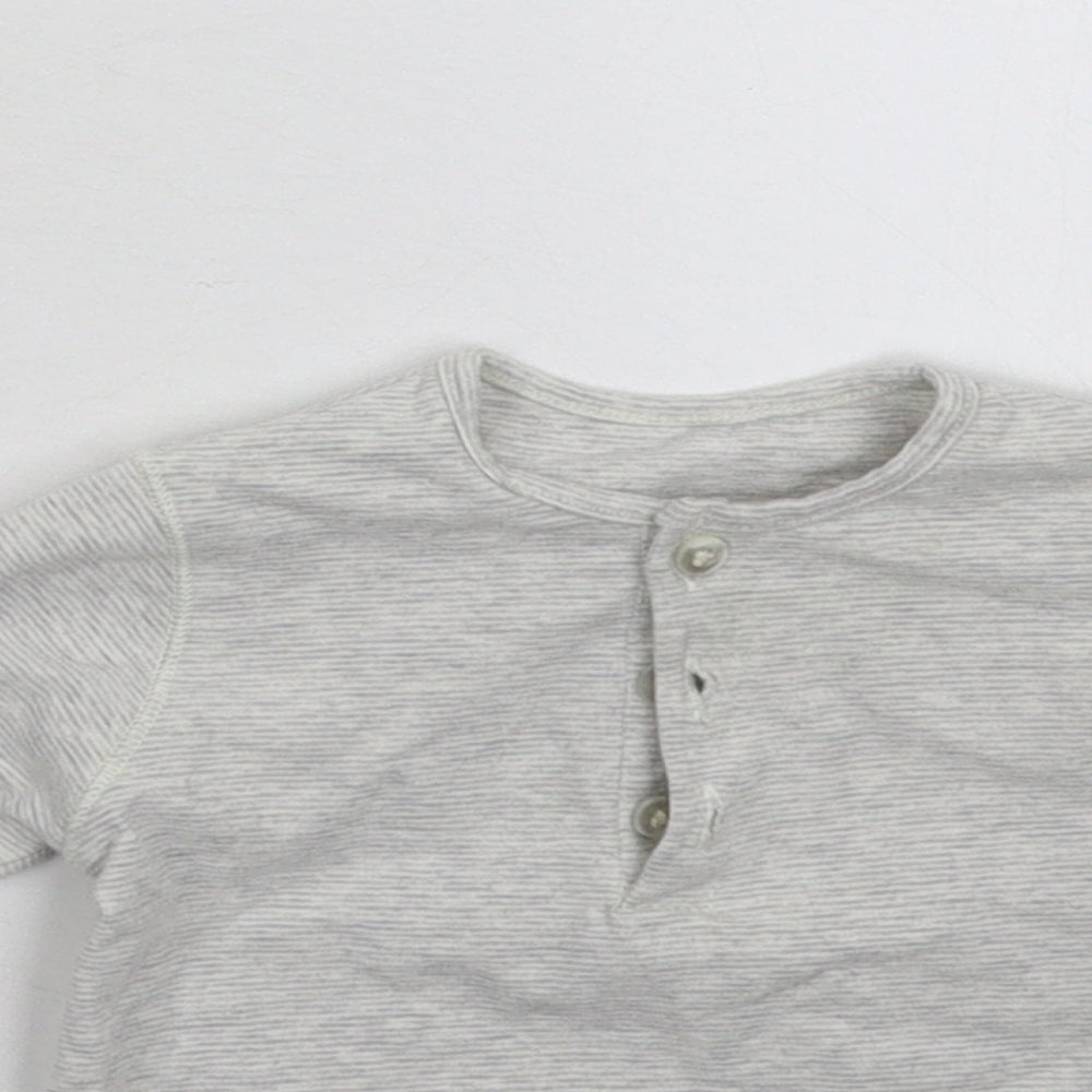 Close-up detail of George Baby Grey Striped Basic T-Shirt, size 3-6, Months