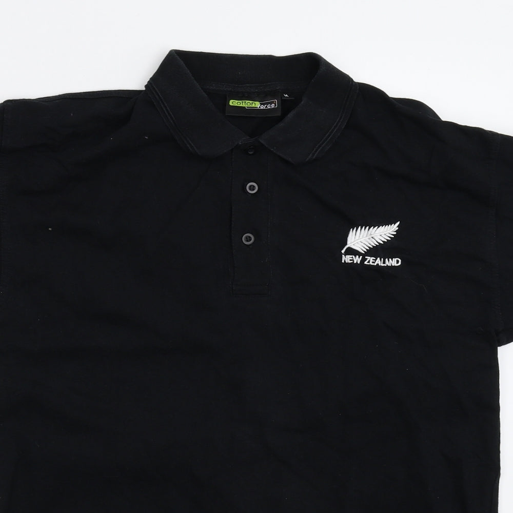 Cotton Force Mens Black    Polo Size M