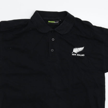 Cotton Force Mens Black    Polo Size M