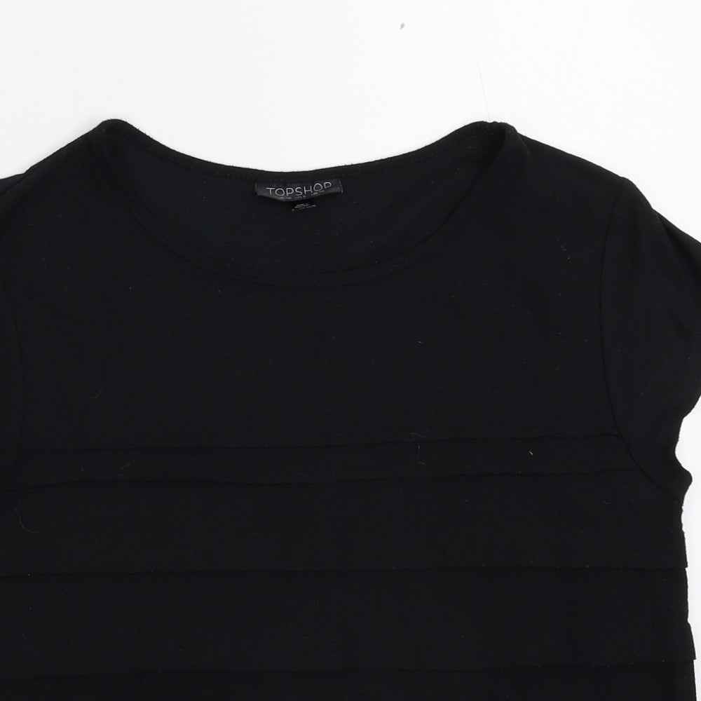 Womens UK Size 10 Topshop Black Basic T-Shirt