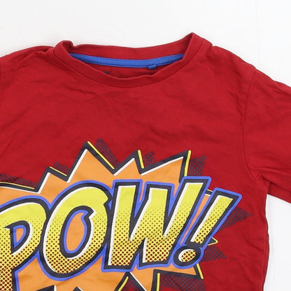 Close-up detail of TU boys’ red basic t-shirt, size 3-4, years