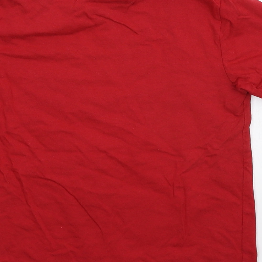 Brand and care label for TU boys’ red basic t-shirt, size 3-4, years
