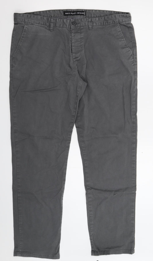 Denim & Co. Womens Grey   Chino Trousers Size 38 L31 in