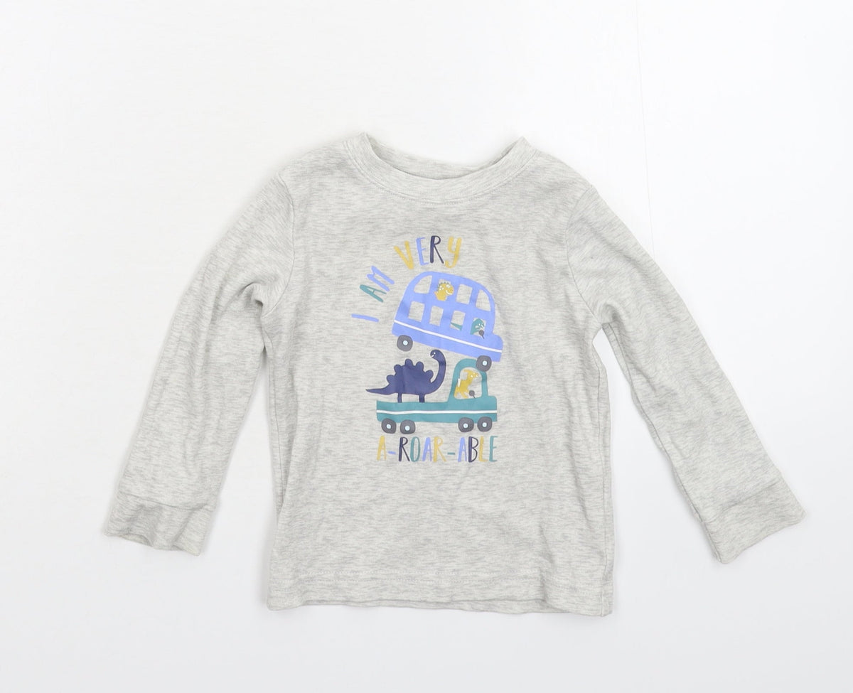 Additional front view of George Baby Grey Basic T-Shirt, size 9-12, Months