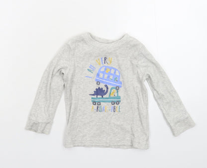 Additional front view of George Baby Grey Basic T-Shirt, size 9-12, Months