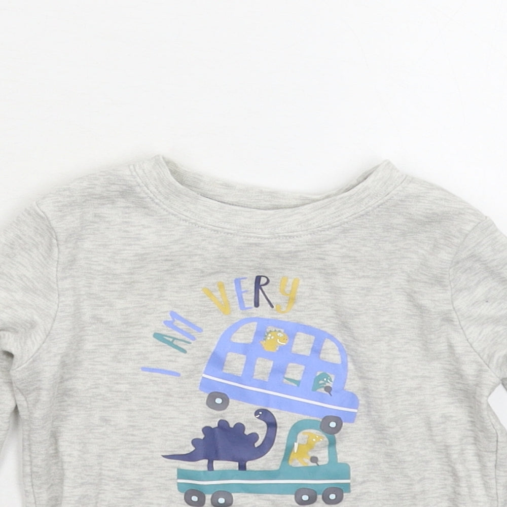 Close-up detail of George Baby Grey Basic T-Shirt, size 9-12, Months