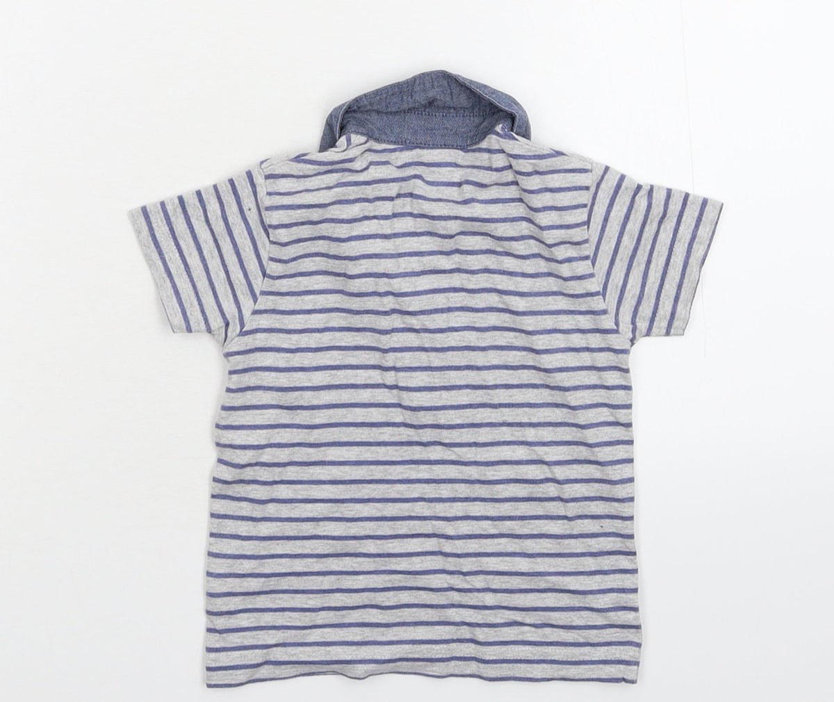 Back view of Next Baby Grey Striped Basic Polo, size 6-9, Months