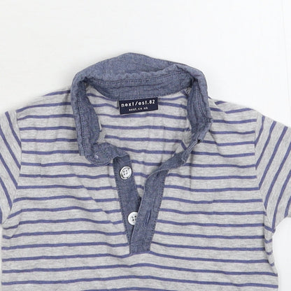 Close-up detail of Next Baby Grey Striped Basic Polo, size 6-9, Months
