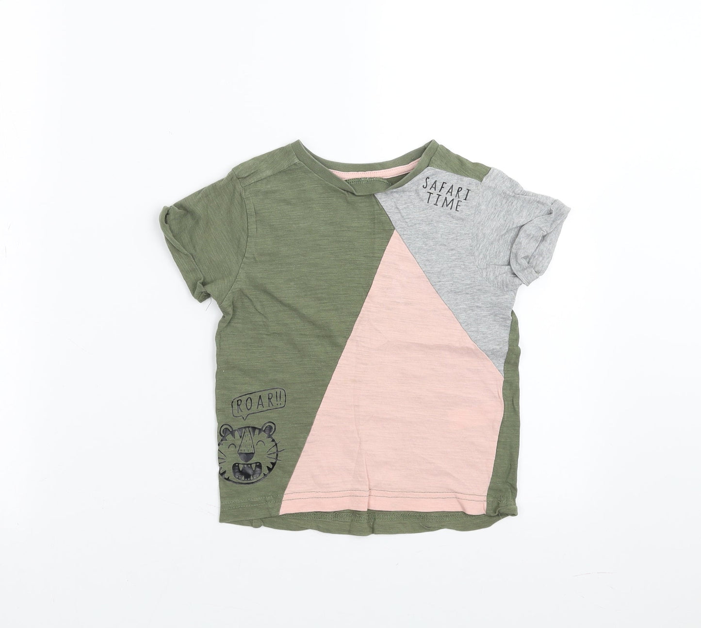 George Girls Green   Basic T-Shirt Size 2-3 Years  - safari time