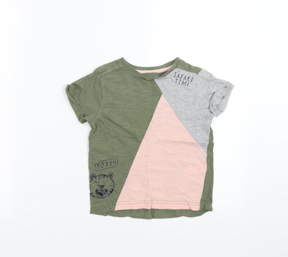 George Girls Green   Basic T-Shirt Size 2-3 Years  - safari time