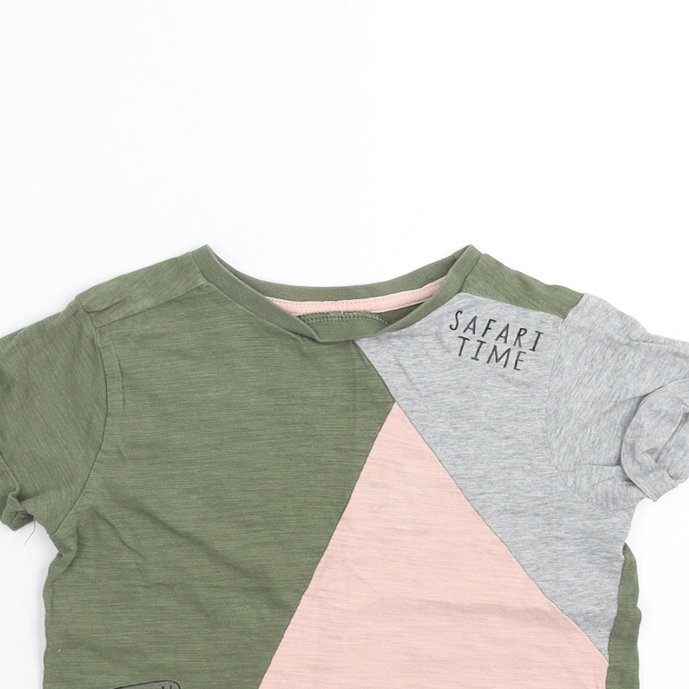 George Girls Green   Basic T-Shirt Size 2-3 Years  - safari time