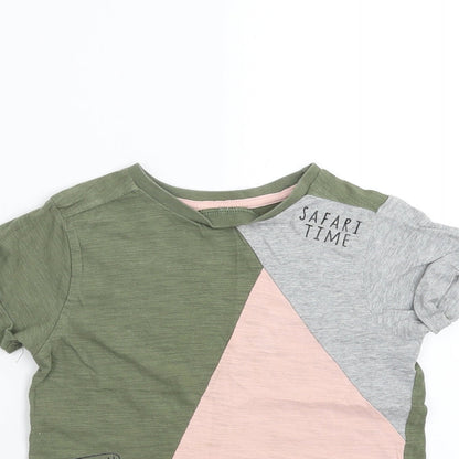 George Girls Green   Basic T-Shirt Size 2-3 Years  - safari time