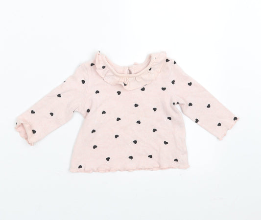 Matalan Girls Pink   Pullover Jumper Size 3-6 Months  - heart pattern
