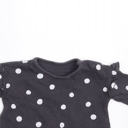 George Girls Grey Polka Dot  Pullover Jumper Size 0-3 Months