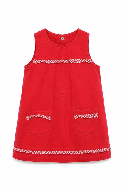 Front view of H&M girls’ red shift, size 18-24, months