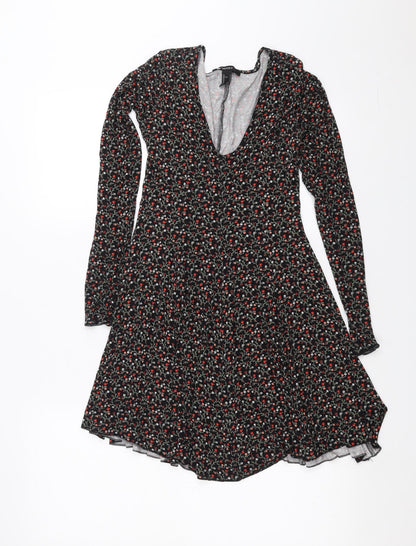 FOREVER 21 Womens Black Floral  Skater Dress  Size S