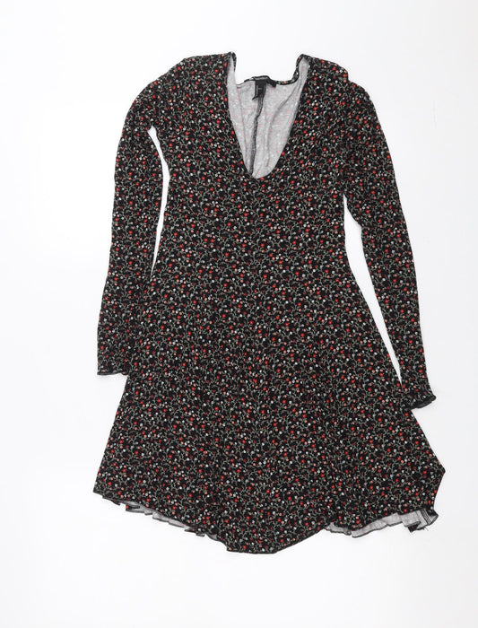 FOREVER 21 Womens Black Floral  Skater Dress  Size S