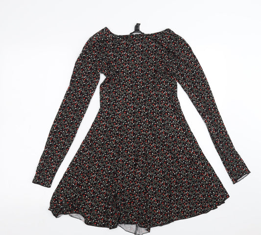 FOREVER 21 Womens Black Floral  Skater Dress  Size S