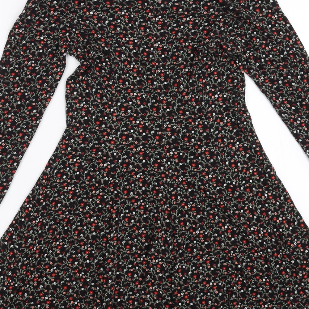 FOREVER 21 Womens Black Floral  Skater Dress  Size S