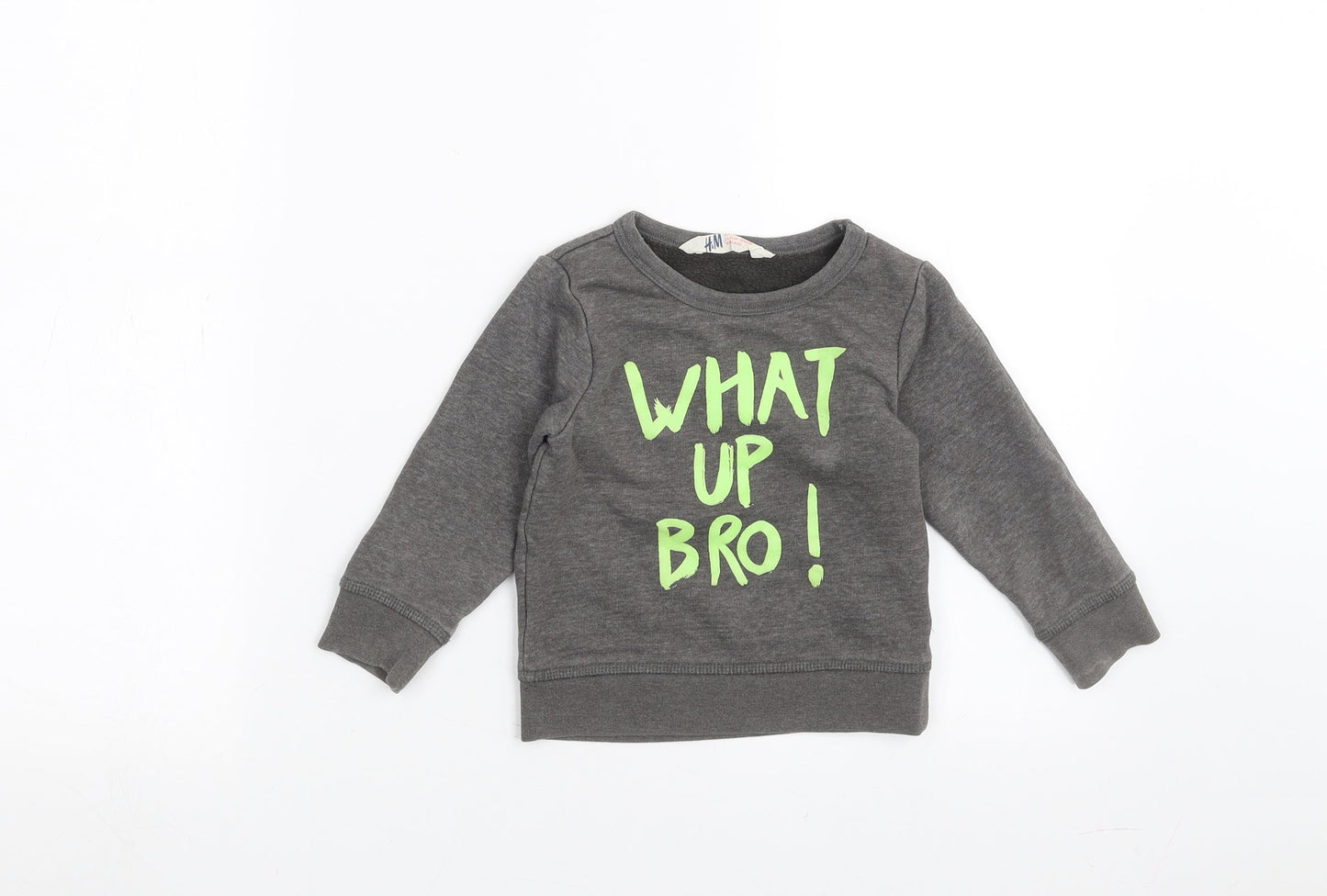 H&M Boys Grey   Pullover Jumper Size 18-24 Months  - what up bro!