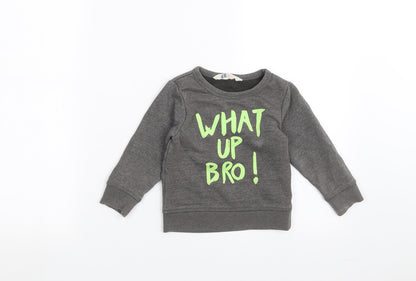 H&M Boys Grey   Pullover Jumper Size 18-24 Months  - what up bro!