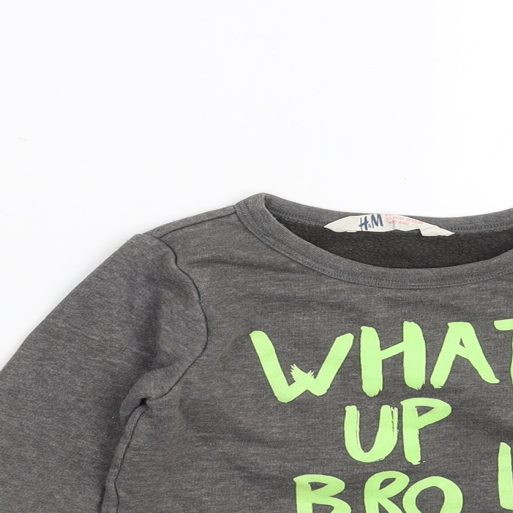 H&M Boys Grey   Pullover Jumper Size 18-24 Months  - what up bro!