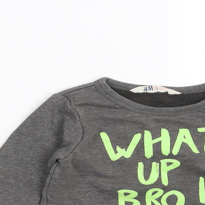 H&M Boys Grey   Pullover Jumper Size 18-24 Months  - what up bro!