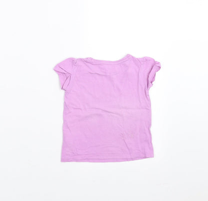 Primark Girls Purple   Basic T-Shirt Size 12-18 Months  - fun and sun shine