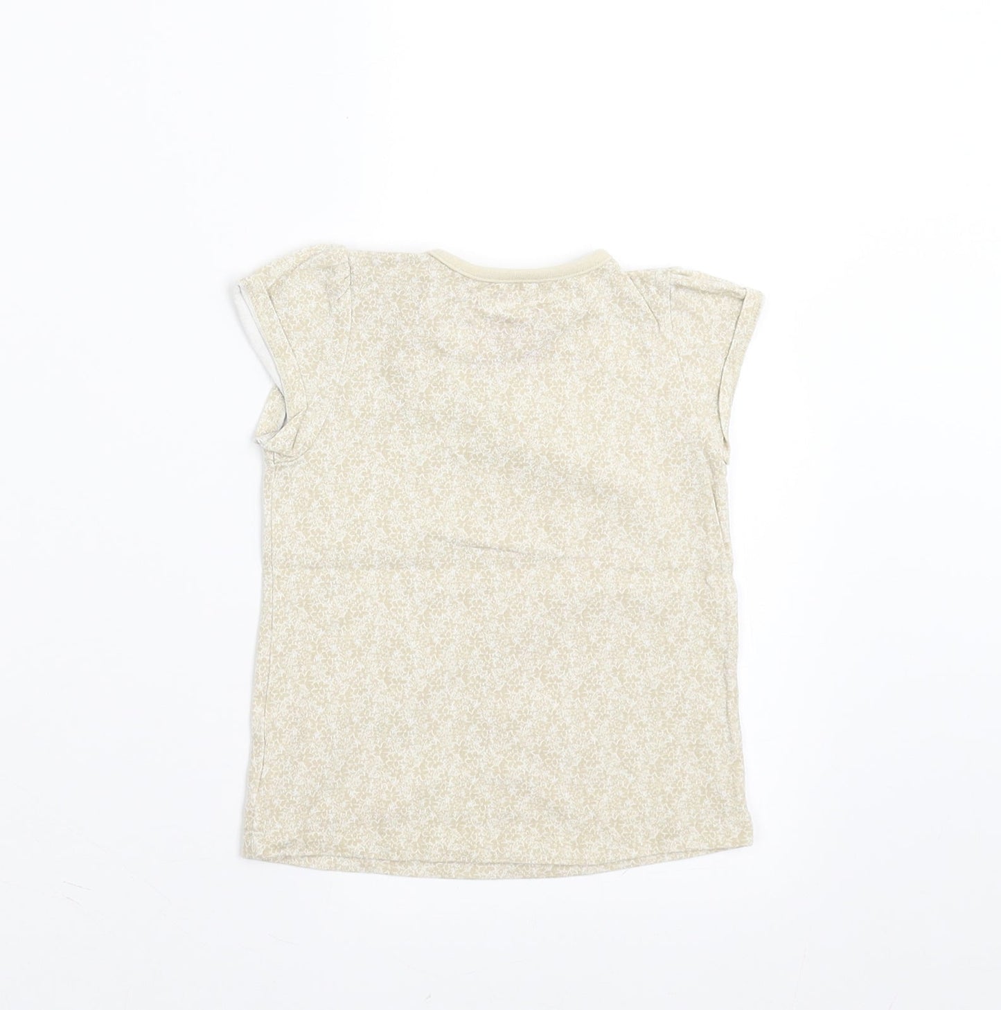 Sainsburys  Girls Beige Floral  Basic T-Shirt Size 9-12 Months  - Embroidered detail