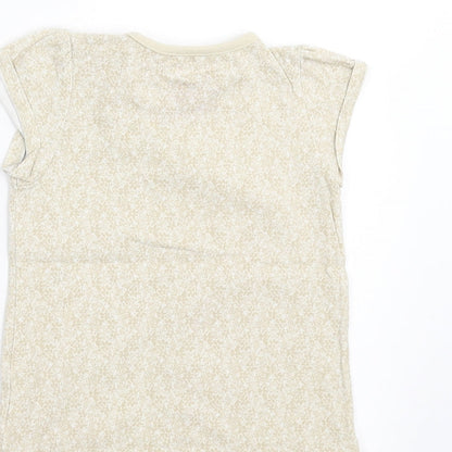 Sainsburys  Girls Beige Floral  Basic T-Shirt Size 9-12 Months  - Embroidered detail