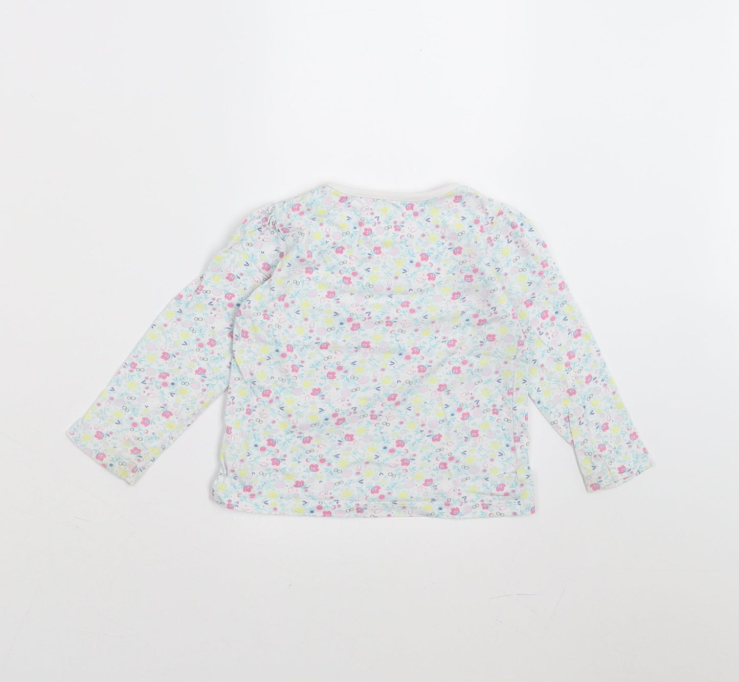Sainsburys  Girls Green Floral  Basic T-Shirt Size 9-12 Months