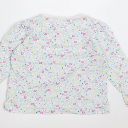 Sainsburys  Girls Green Floral  Basic T-Shirt Size 9-12 Months