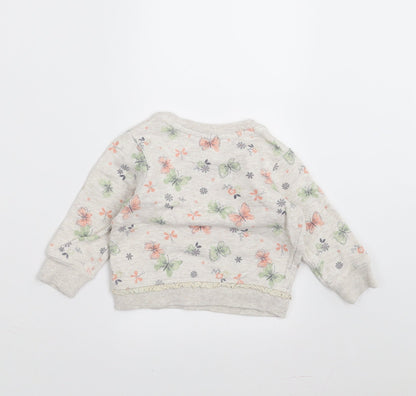 George Girls Beige Floral  Pullover Jumper Size 9-12 Months  - i am so happy today