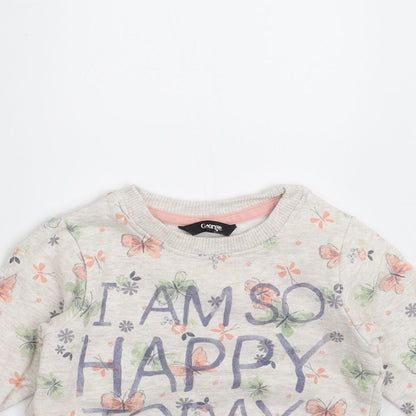George Girls Beige Floral  Pullover Jumper Size 9-12 Months  - i am so happy today
