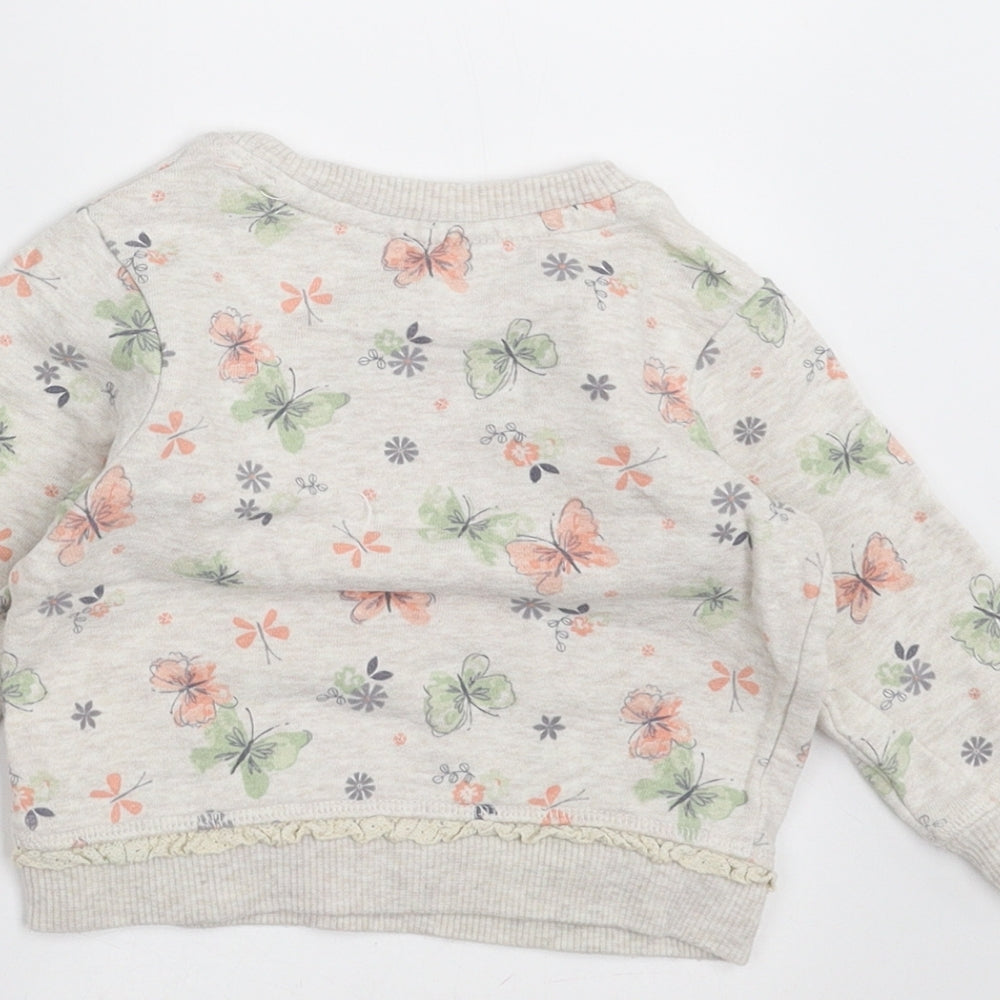 George Girls Beige Floral  Pullover Jumper Size 9-12 Months  - i am so happy today