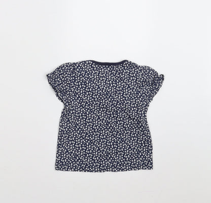 Sainsburys  Girls Blue Floral  Basic T-Shirt Size 6-9 Months