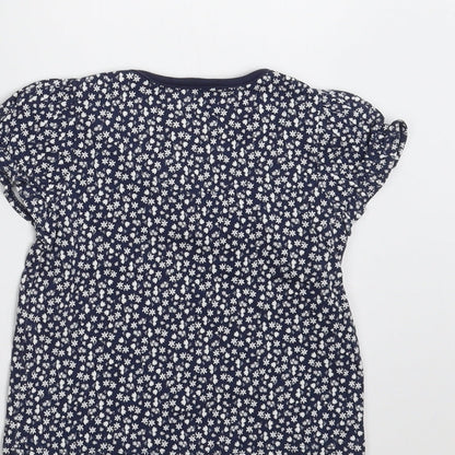 Sainsburys  Girls Blue Floral  Basic T-Shirt Size 6-9 Months