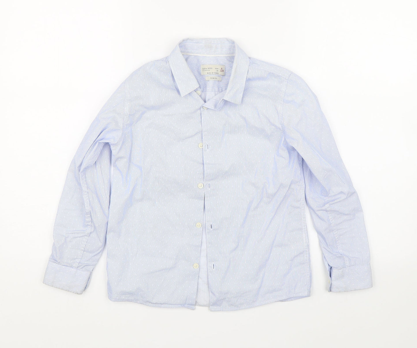 Zara boys Boys Blue Polka Dot  Basic Button-Up Size 8 Years