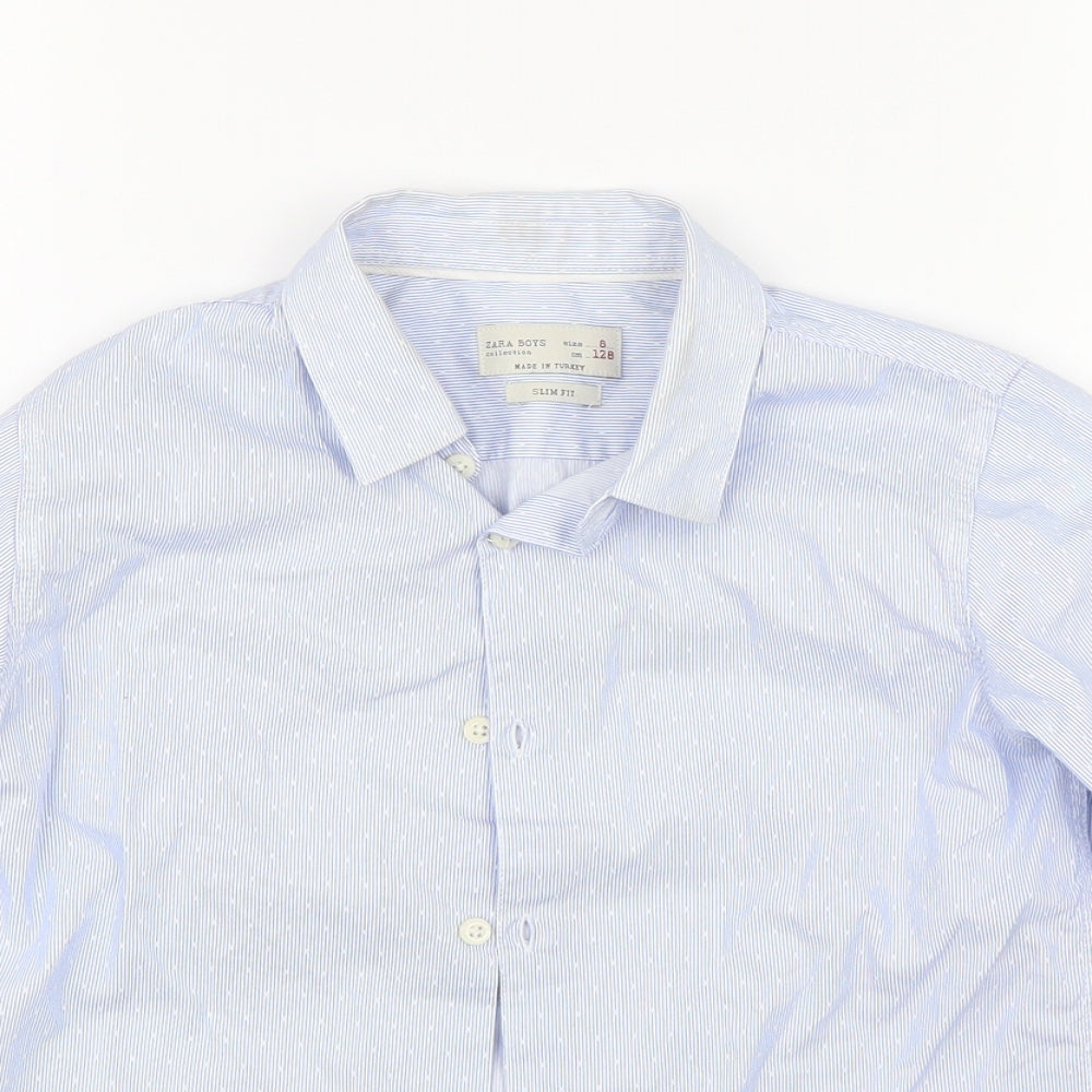 Zara boys Boys Blue Polka Dot  Basic Button-Up Size 8 Years