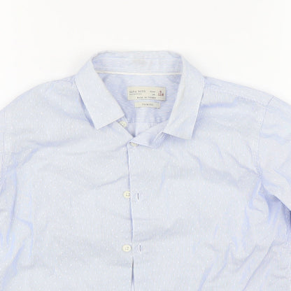 Zara boys Boys Blue Polka Dot  Basic Button-Up Size 8 Years