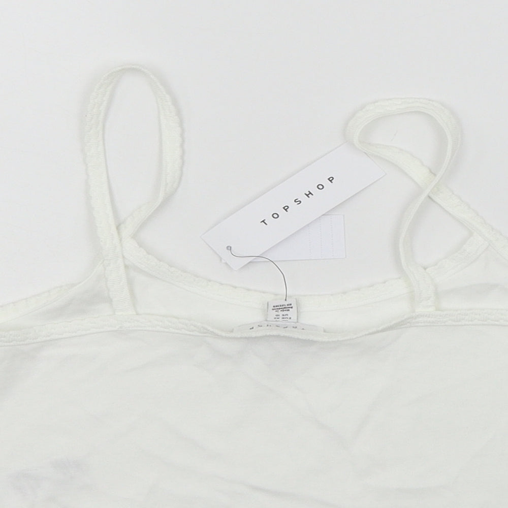 Womens UK Size 14 Topshop White Basic Tank