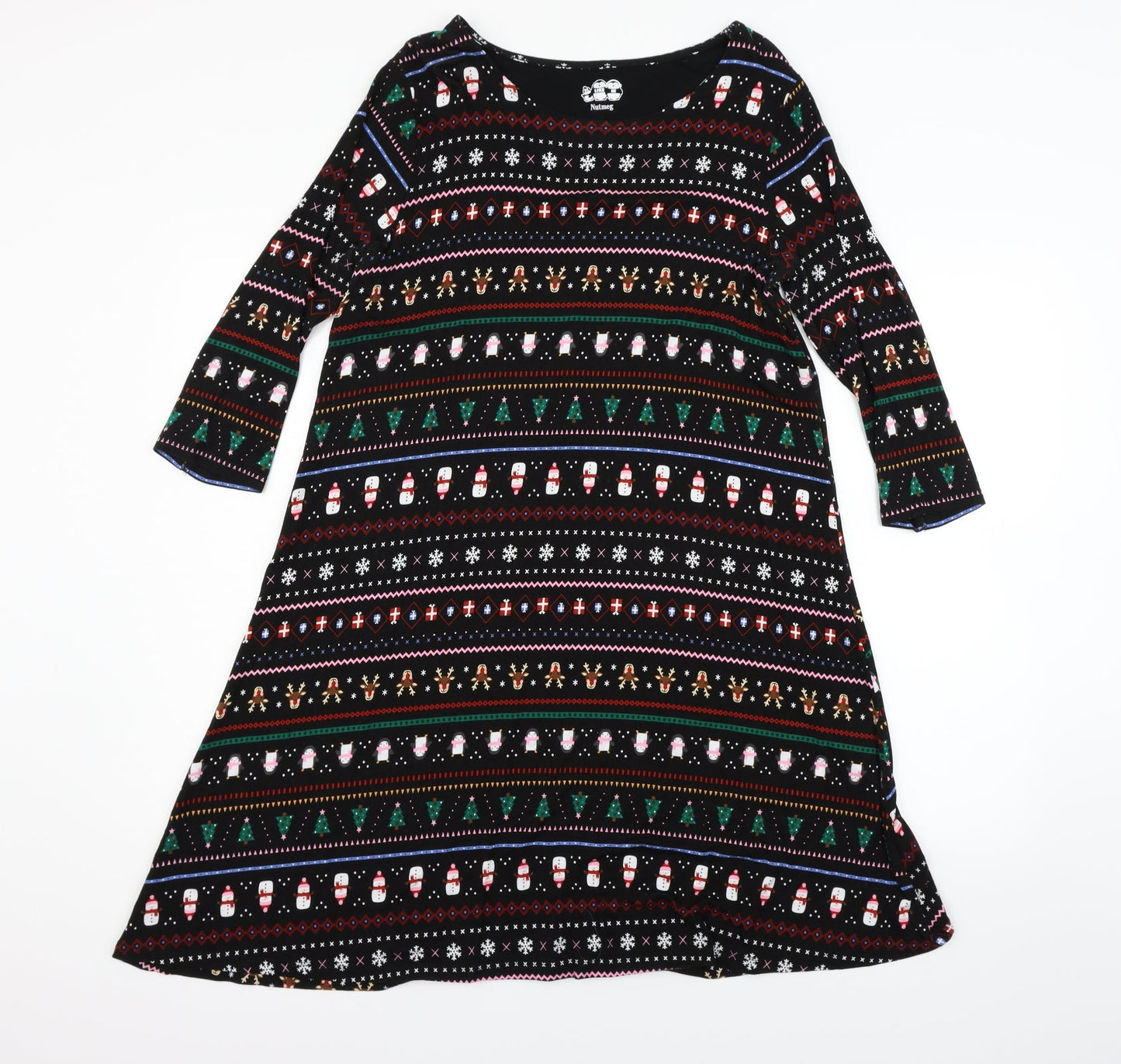 Nutmeg Womens Black Geometric  Fit & Flare  Size 12