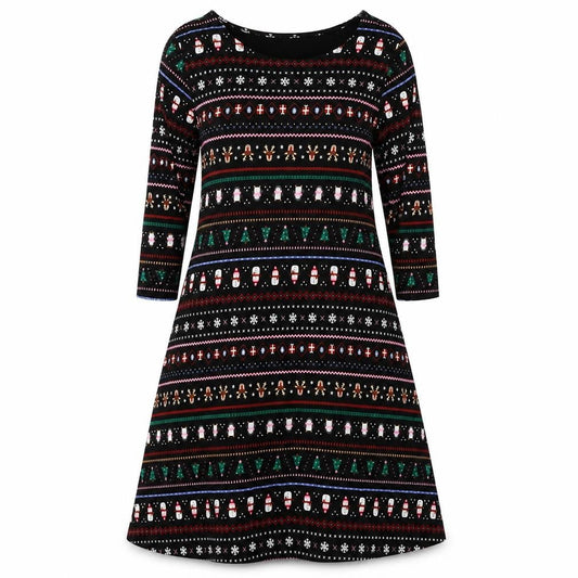Nutmeg Womens Black Geometric  Fit & Flare  Size 12