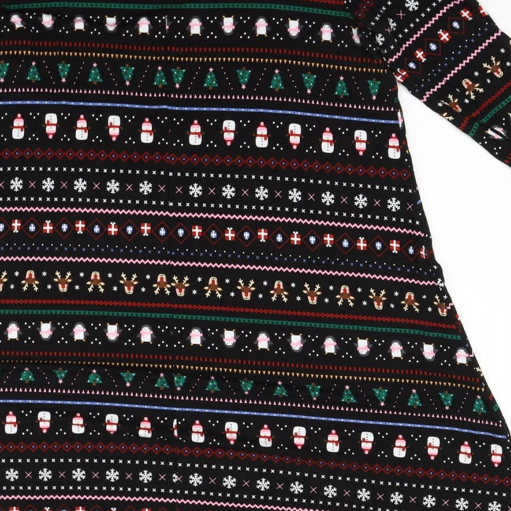 Nutmeg Womens Black Geometric  Fit & Flare  Size 12