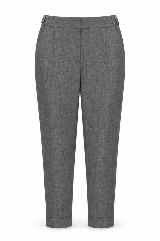 Front view of Atmosphere women’s grey check sweatpants, size UK 8, 28-inch leg