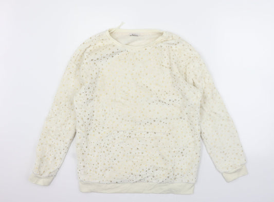 TU Womens Beige Geometric  Pullover Jumper Size 14